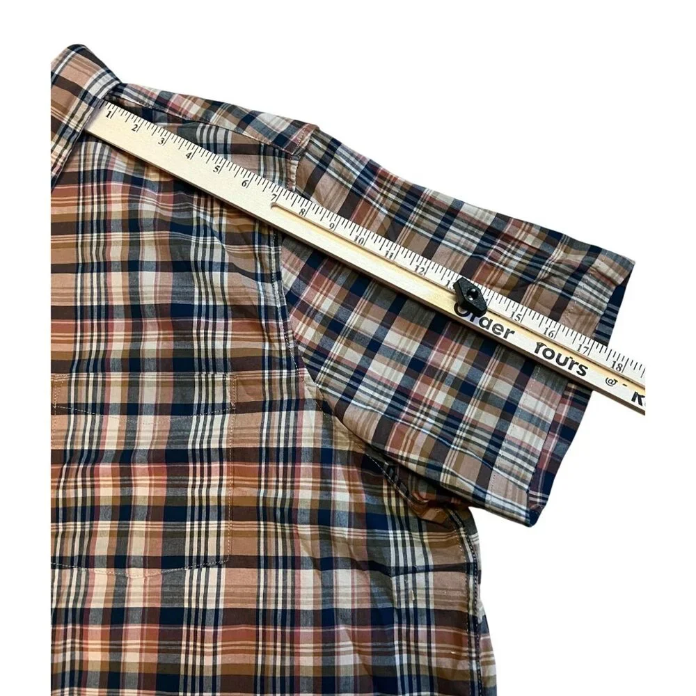 Mutual Weave Mens Plaid Short Sleeve Shirt 2XL Cotton Blend